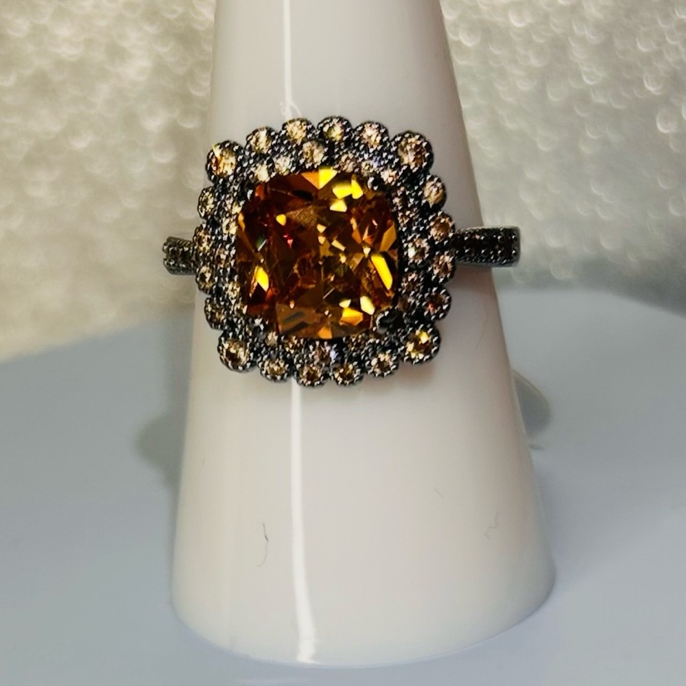 Bomb Party Smokey Topaz Estate of Bliss CZ Ring Size 8 RG89523